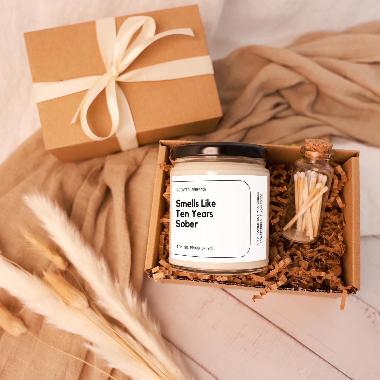 Ten Years Sober Candle, Sobriety Gift, Sober Anniversary, 10 Years Sober Gift, Sobriety Celebration