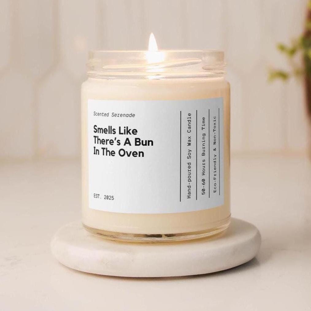 Bun In The Oven Candle, Baby Announcement Candle, Funny Pregnancy Announcement, New Baby Announcement, Baby Shower Gift