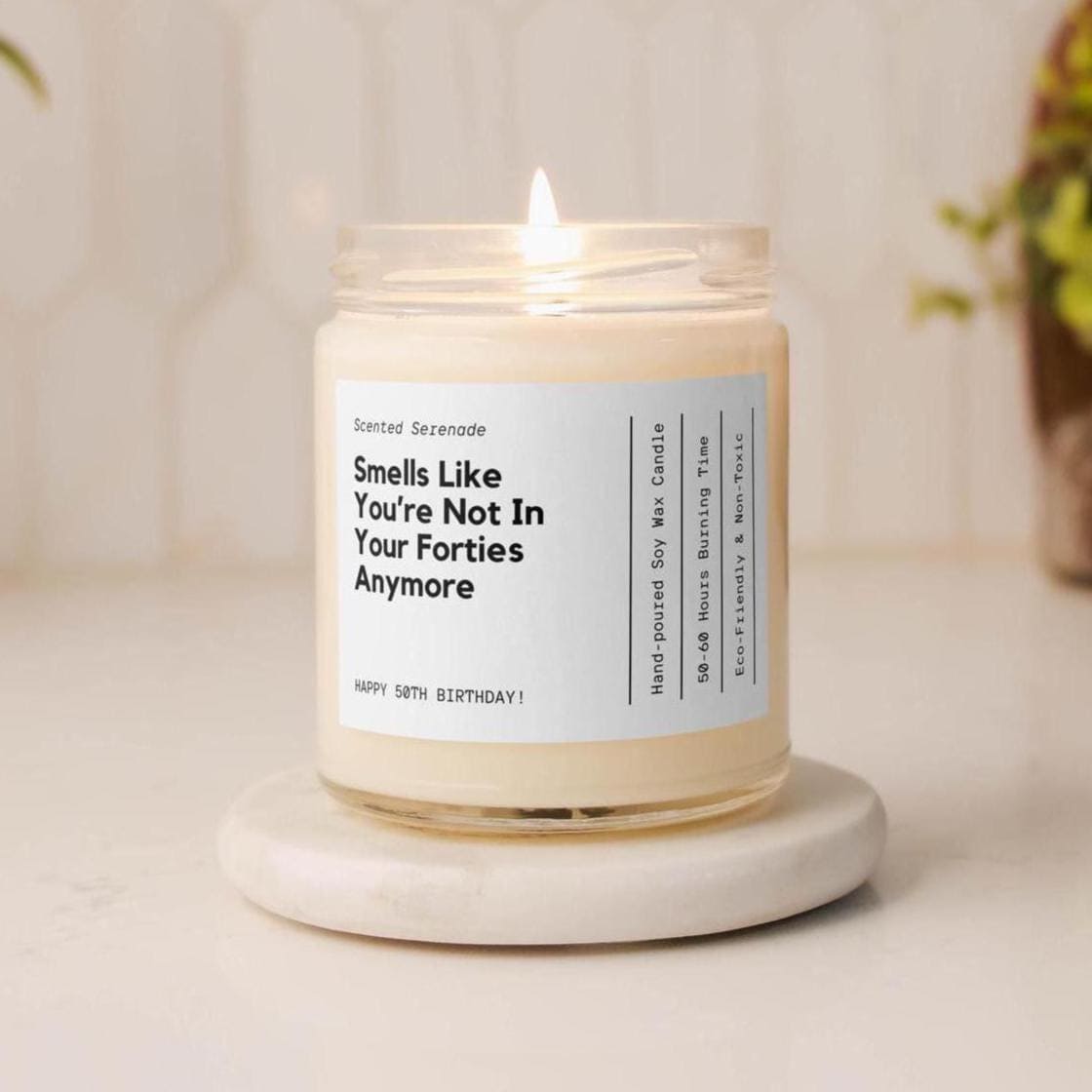 Funny 50th Birthday Candle, Gag Gift Turning 50, Birthday Present for Her for Him, Milestone, Fifty Years Old Gift, Not In Forties Anymore