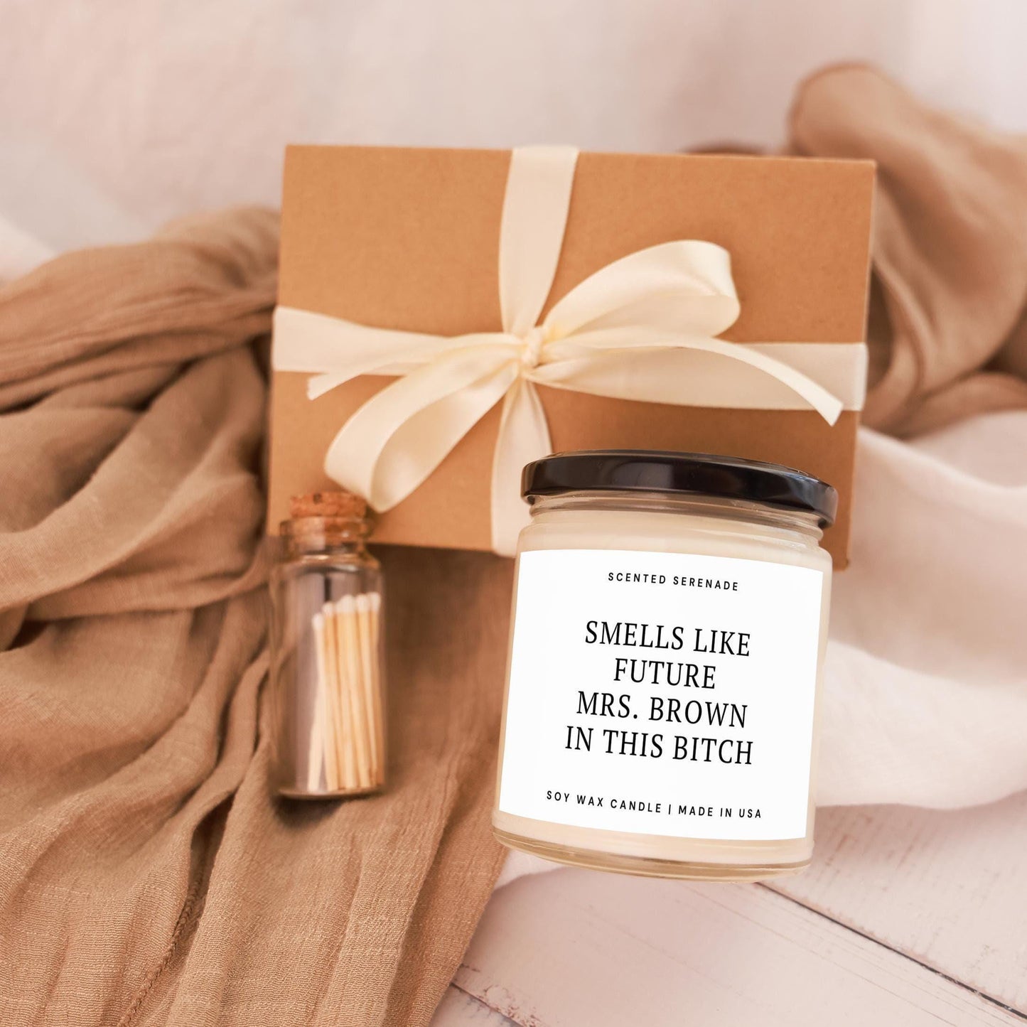 Personalized Engagement Candle Gift Box, Wedding Candle, Bachelorette Party, Bride To Be, Future Mrs Gift, Bachelorette Gift, Bridal Shower