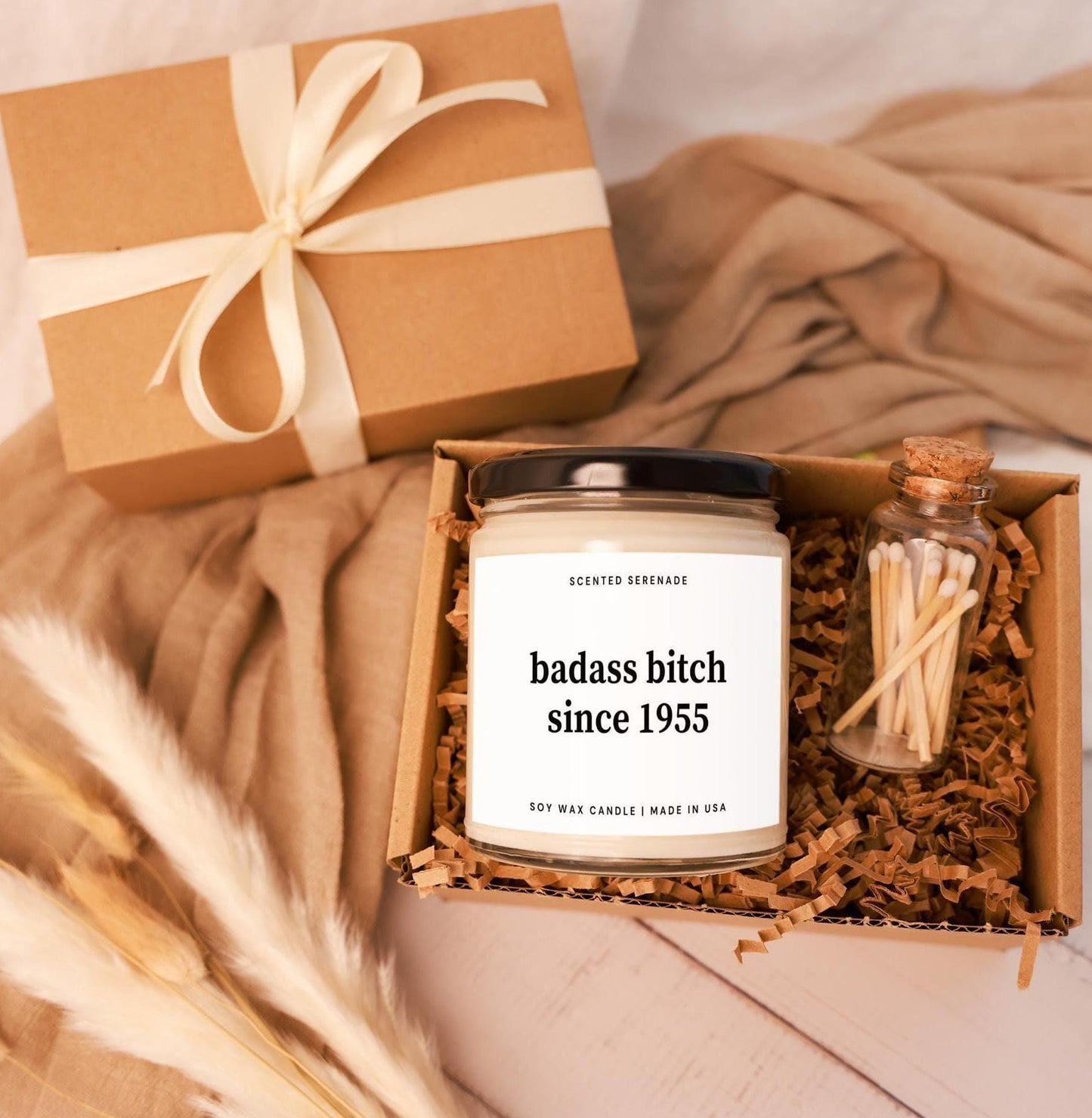 Badass Bitch Since 1955 Candle, Funny 70th Birthday Gift, BFF Birthday Present, Mom Birthday, Grandma Birthday, Woman Birthday Gift