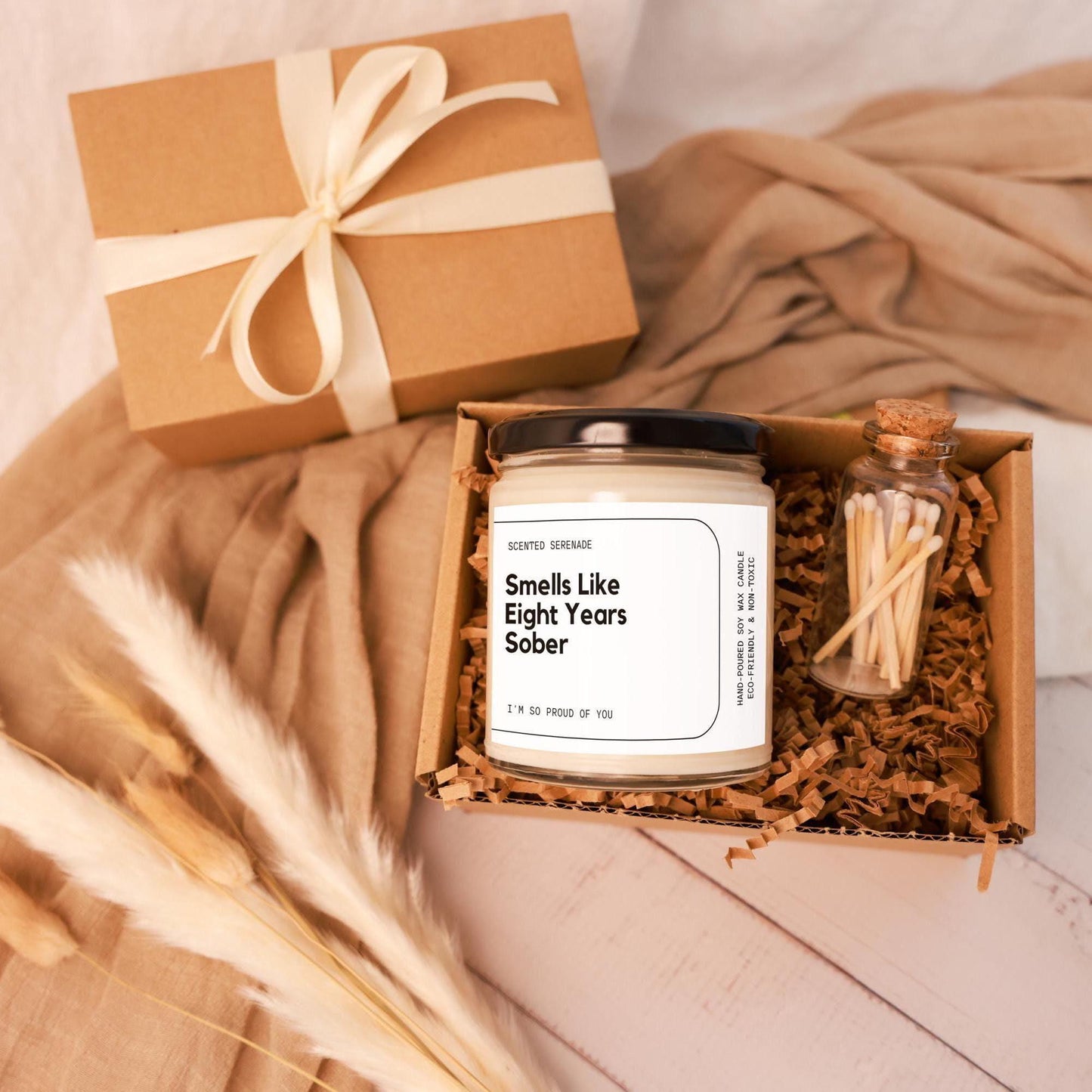 Eight Years Sober Candle, Sobriety Celebration Gift, 8 Years Sober, Sober Birthday,  Sober Anniversary