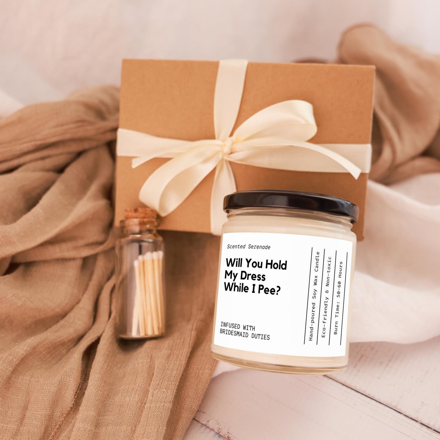 Bridesmaid Candle, Maid of Honor Proposal Gift, Will You Hold My Dress Candle, Bridal Party Gifts for Wedding Bachelorette Party
