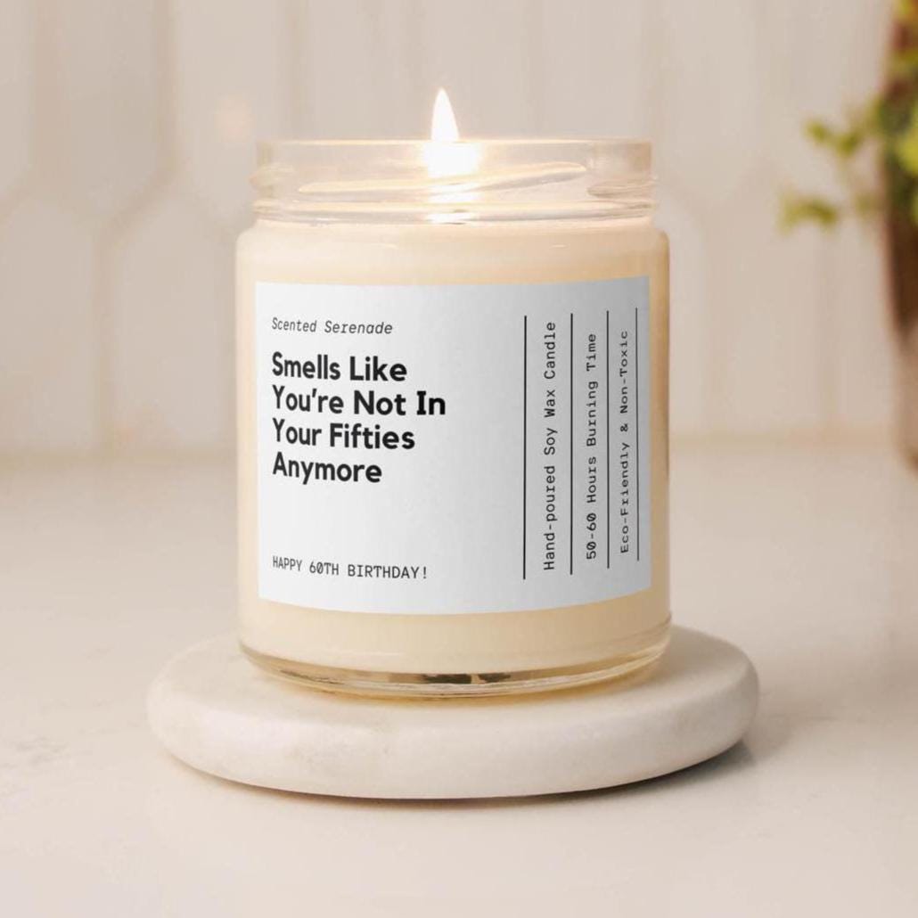 Funny 60th Birthday Candle, Gag Gift Turning 60, Birthday Present for Her for Him, Milestone, Sixty Years Old Gift, Not In Fifties Anymore