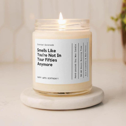 Funny 60th Birthday Candle, Gag Gift Turning 60, Birthday Present for Her for Him, Milestone, Sixty Years Old Gift, Not In Fifties Anymore