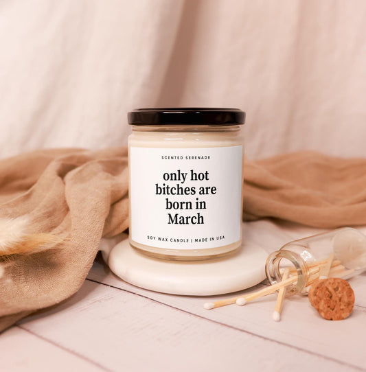 Hot Bitches Born In March Candle, March Birthday Candle, Pisces Aries Zodiac Candle, Birthday Gifts for Her, Best Friend Birthday