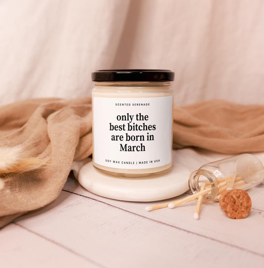 Best Bitches Born in March, Funny Birthday Candle Gift, Pisces Aries Gifts, Birthday Gifts for Her, Best Friend Birthday, Zodiac Candle