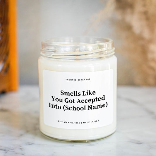 Custom College Acceptance Candle, Custom University Candle, Acceptance Letter Gift, College Admissions Gift, College, College Announcement