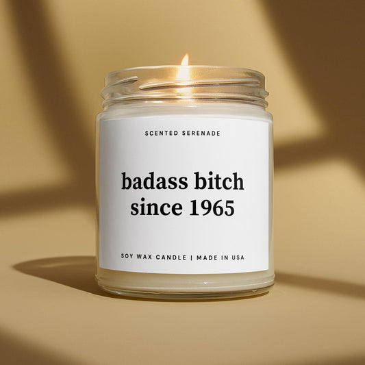 Badass Bitch Since 1965 Candle, Funny 60th Birthday Gift Box, Woman Birthday Gift, Friend Sister Birthday, Milestone, Sixty Years Old Gift