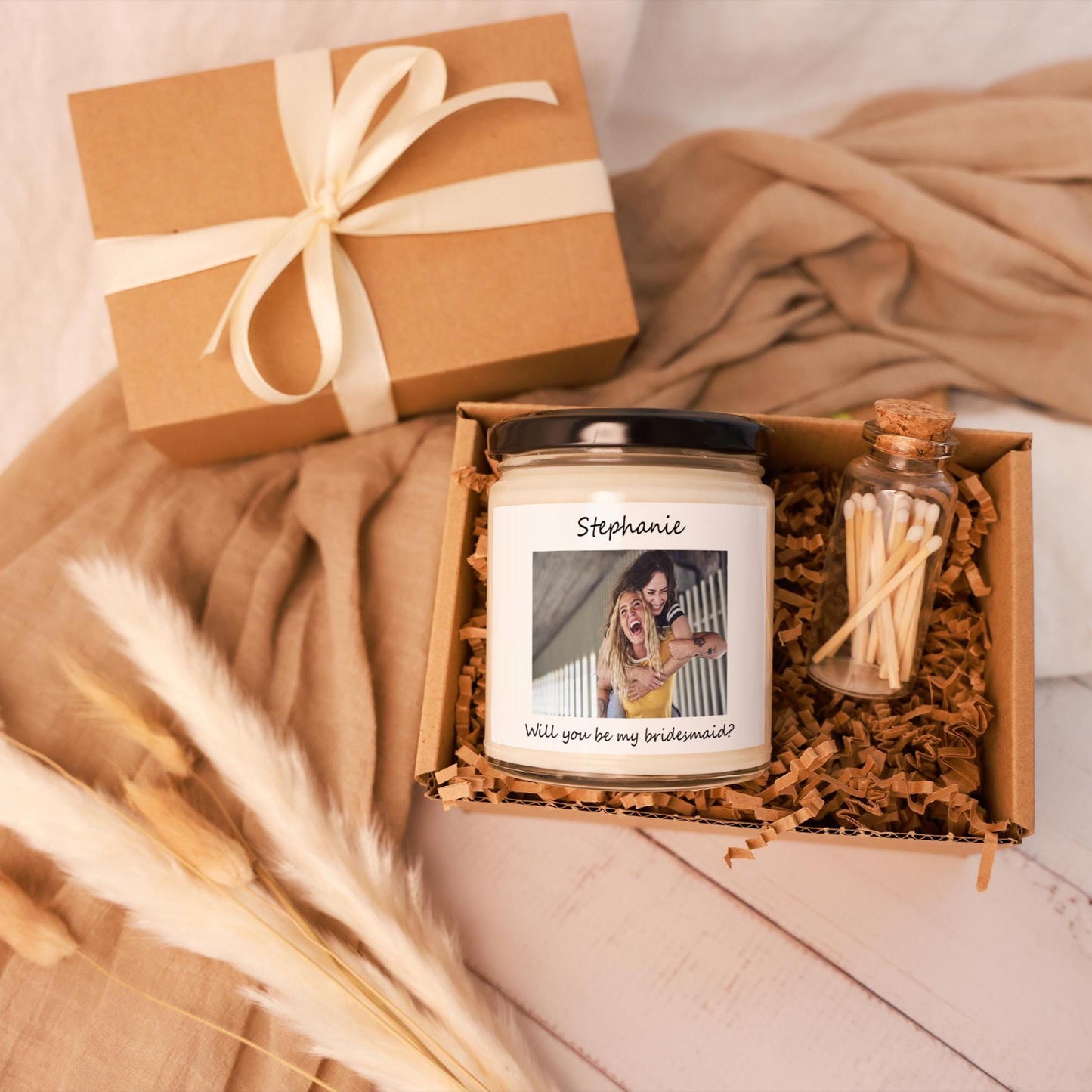 Personalized Bridesmaid Proposal Candle, Custom Photo Candle, Maid of Honor Proposal, Bridal Party Gift, Bachelorette Gift, Matron of Honor