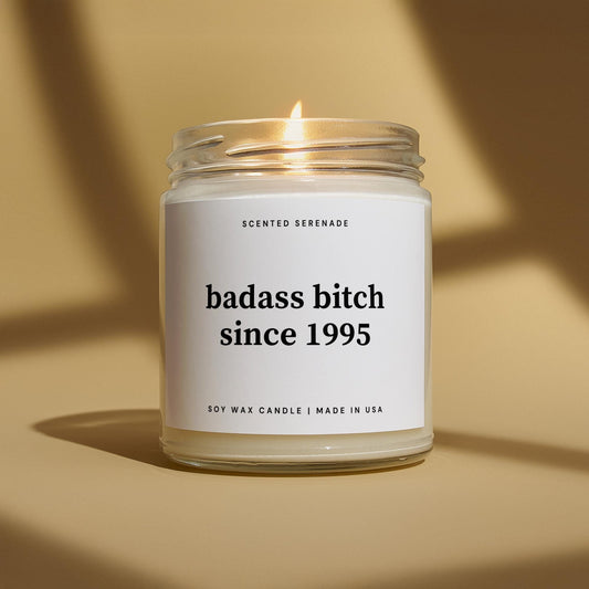 Badass Since 1995 Candle, Funny 30th Birthday Gift, Woman Birthday Present, Gifts for 30th Birthday, Birthday Party Decor, BFF Birthday
