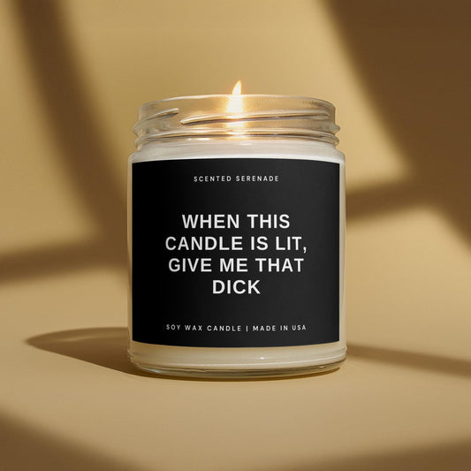 Sexual Candle, Funny Gift for Partner, Anniversary Gift, Sexual Gift for Him, When This Candle Is Lit Give Me That Dick Candle, Soy Candle