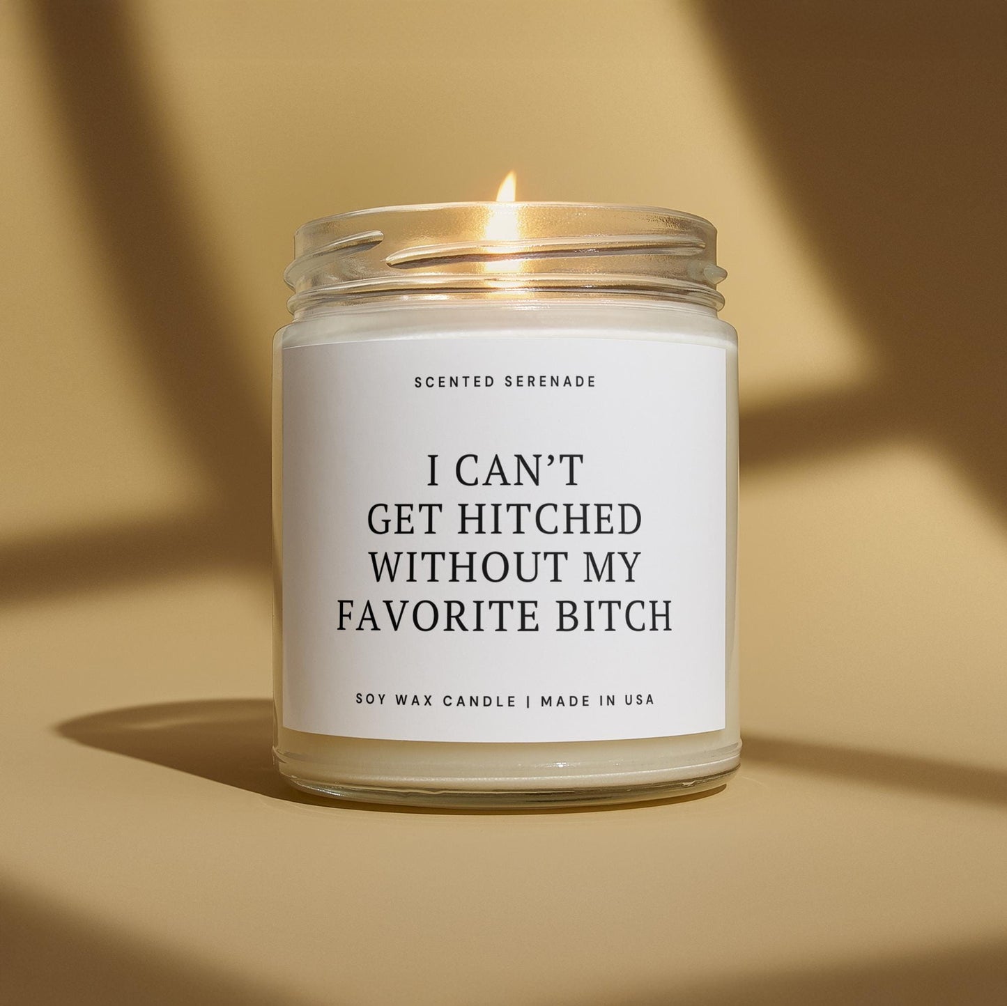 Funny Bridesmaid Proposal Candle, Bridesmaid Gift for Maid of Honor Proposal MOH Gift Idea, Can't Get Hitched Without My Favorite Bitch