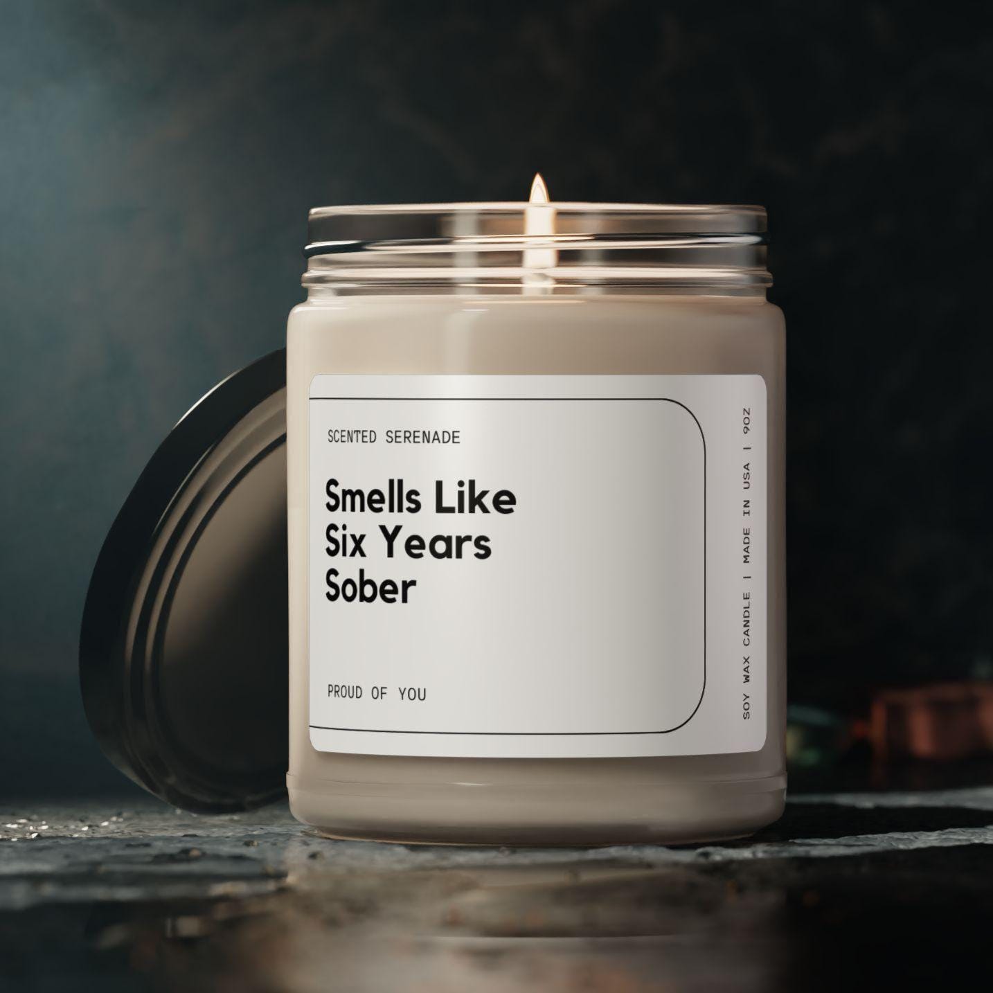 Six Years Sober Candle, Sobriety Gifts, 6 Years Sober Anniversary