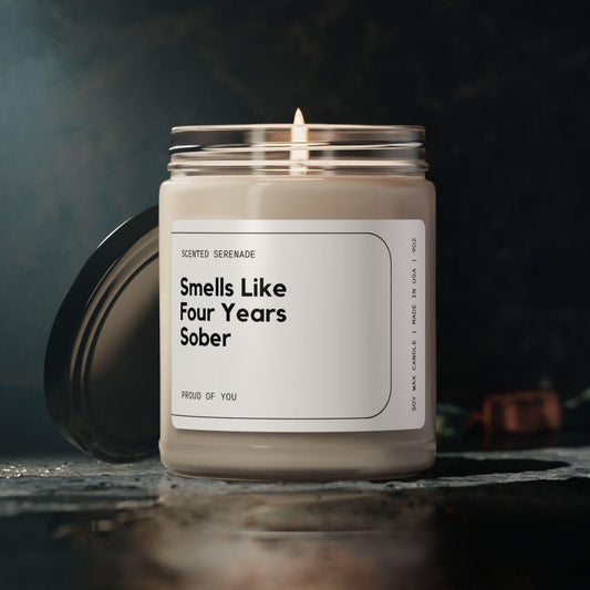 Four Years Sober Candle, Sobriety Gifts, 4 Years Sober Anniversary
