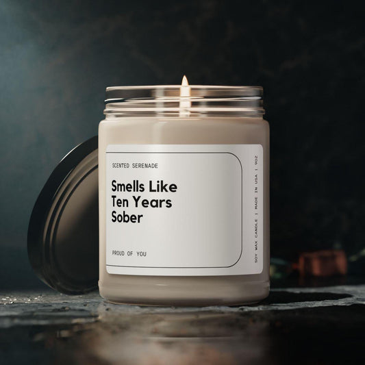 Ten Years Sober Candle, Sobriety Gifts, 10 Years Sober Anniversary
