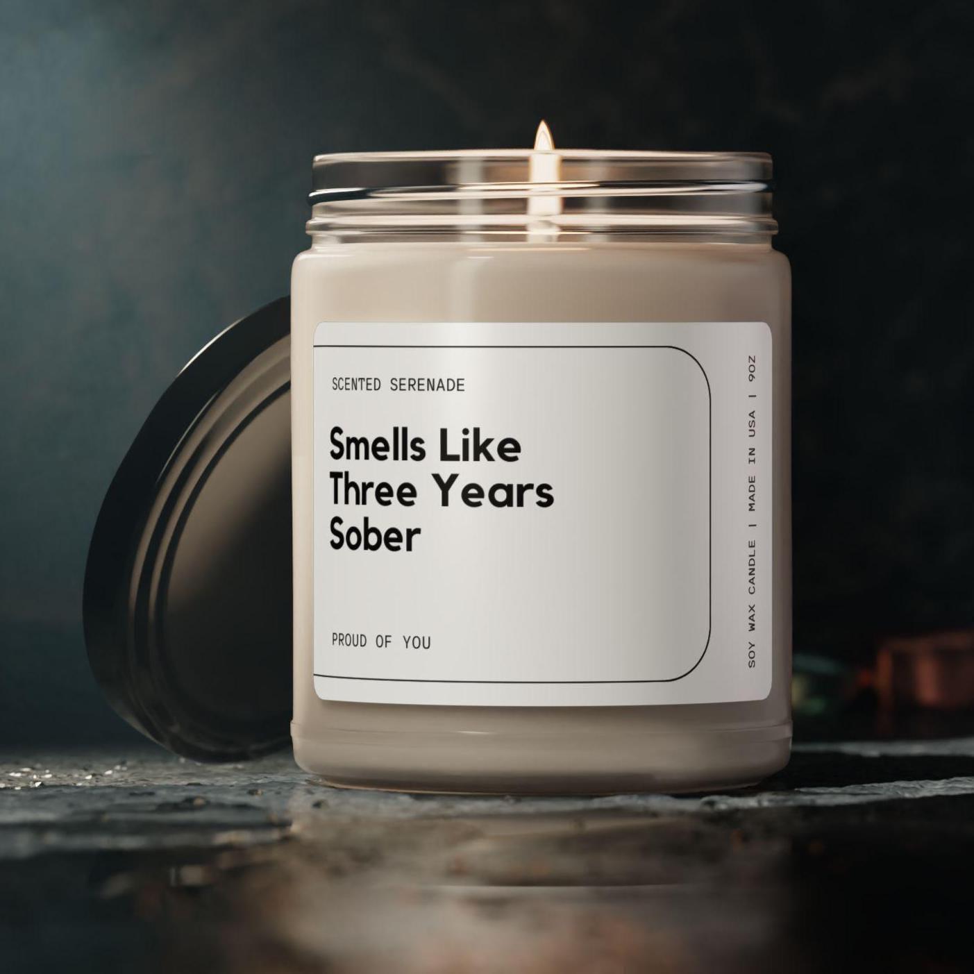 Three Years Sober Candle, Sobriety Gifts, 3 Years Sober Anniversary