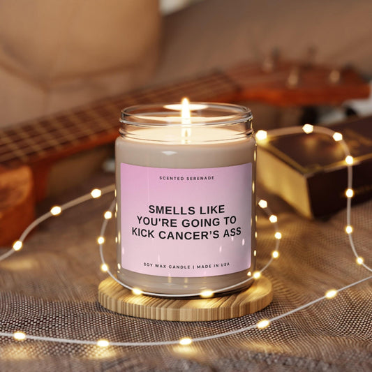 Kick Cancers Ass Candle, Cancer Survivor Gift, Cancer Awareness Month, Cancer Patient Gift, Cancer Warrior Gift, Breast Cancer Gift