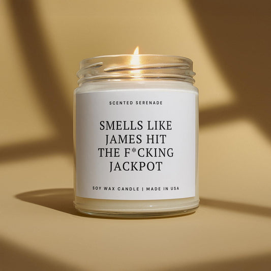 Personalized Engagement Candle, Funny Engagement Gifts, Hit The Jackpot