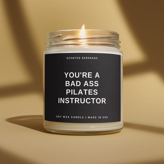 Bad Ass Pilates Instructor Candle, Pilates Instructor Gift, Birthday Gift for Her, Fitness Trainer Gift, Funny Pilates Gifts, Pilates Decor