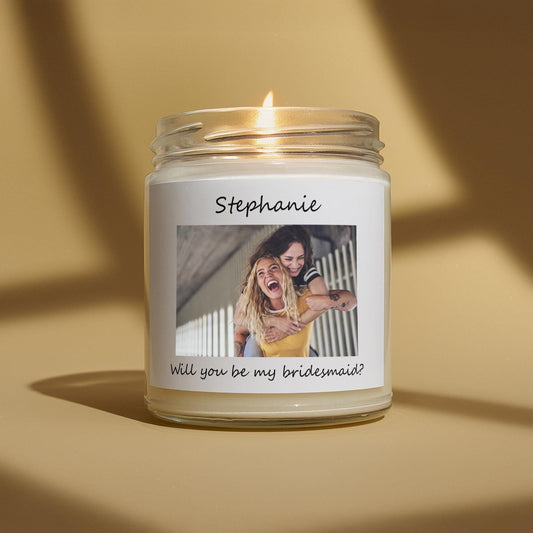 Personalized Bridesmaid Proposal Candle, Custom Photo Candle, Maid of Honor Proposal, Bridal Party Gift, Bachelorette Gift, Matron of Honor