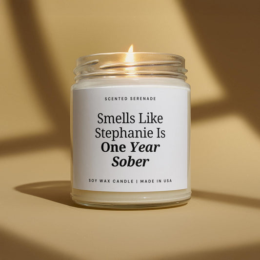 Personalized Sobriety Candle, One Year Sober Candle, Custom Sobriety Gift, Two Years Sober, Sober Anniversary Gift